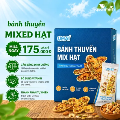 Bánh Thuyền Hạt Dinh Dưỡng UMAI - Bánh Kiêng Keto 100% Handmade, Ngon Miệng, Phù Hợp Ăn Chay và Bữa Phụ, Hỗ Trợ Giảm Cân
