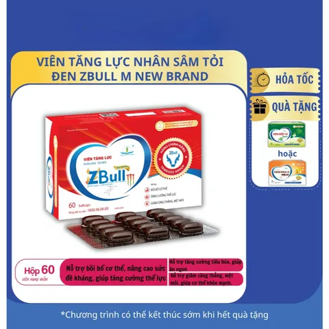 [Hộp 60v] Viên tăng lực nhân sâm tỏi đen ZBull New Brand M Tâm Dược hỗ trợ khôi phục sức khoẻ tăng đề kháng
