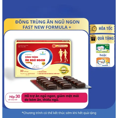 Viên Đông Trùng Ăn Ngủ Ngon New Formula Fast Tâm Dược Hỗ Trợ Người Mất Ngủ, Kén Ăn, Suy Nhược Cơ Thể