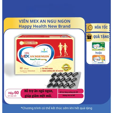 [Hộp 60v] Viên Mex ANNGUNGON Happy Health Tâm Dược Hỗ Trợ Ăn Ngủ Ngon, Giảm Mệt Mỏi
