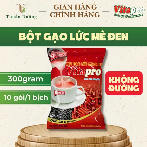 Bột Gạo Lức Mè Đen Vitapro - Không Đường - 300 Gram - 1 Bịch 10 Gói - Chính Hãng