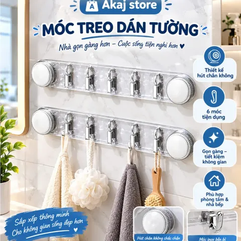 MÓC TREO DÁN TƯỜNG 5 MÓC – GỌN GÀNG, TIỆN DỤNG