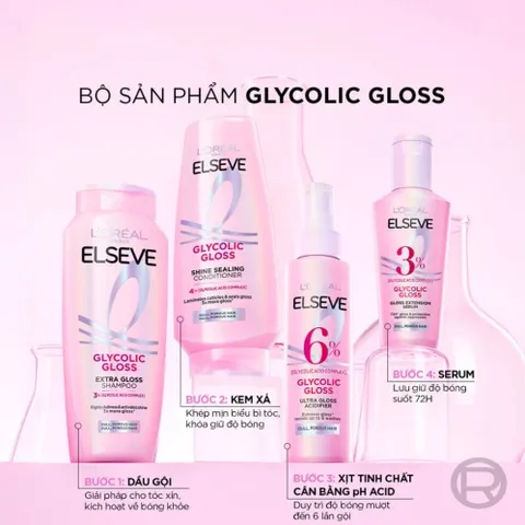 L'Oreal Paris Elseve Glycolic Gloss gội xả bóng mượt tóc 620ml+375ml ?️ Giá tốt bao rẻ