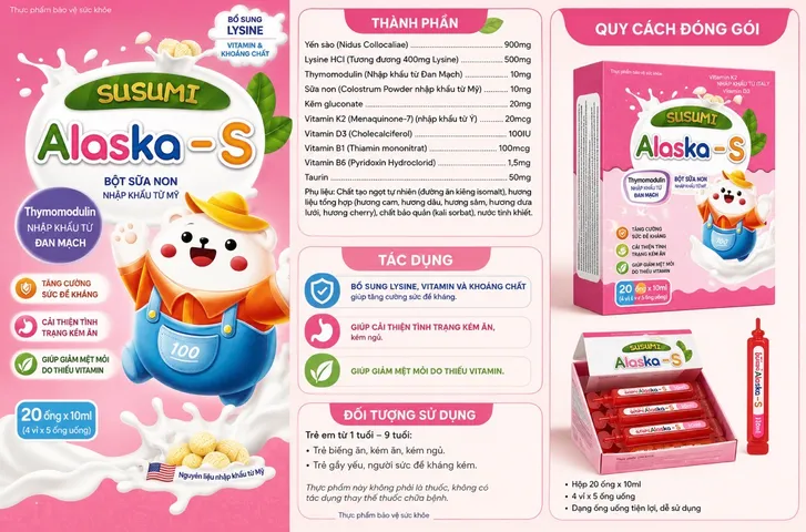 Susumi Alaska - S Hỗ Trợ Tăng Đề Kháng Giúp Ăn Ngon Ngũ Ngon