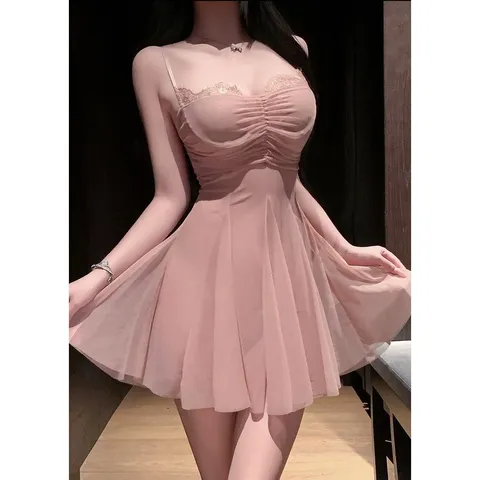 Váy Ngủ Ren Xuyên Thấu Có Gọng Nâng V1 Gợi Cảm Quyến Rũ - N295 Nude