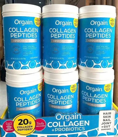 Bột collagen Orgain collagen peptides +probiotics 726g - Hàng mới, bản mới