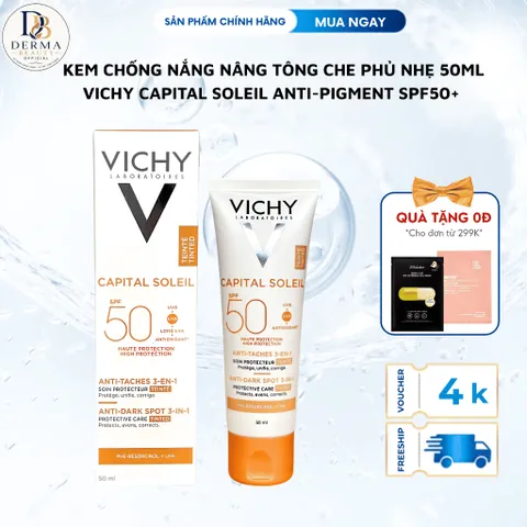 Vichy Capital Soleil Anti-Pigment SPF50+ Kem Chống Nắng Nâng Tông Che Phủ Nhẹ 50ml