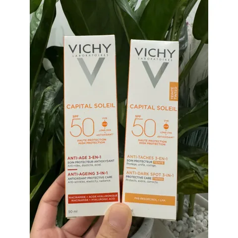Vichy Capital Soleil Anti-Pigment SPF50+ Kem Chống Nắng Nâng Tông Che Phủ Nhẹ 50ml