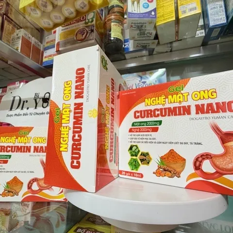 Gel Dạ dày Nghệ Mật Ong CURCUMIN NANO giảm trào ngược dạ dày tá tràng, đầy hơi,ợ chua,đau rát,nóng bỏng vết loét H20 gói