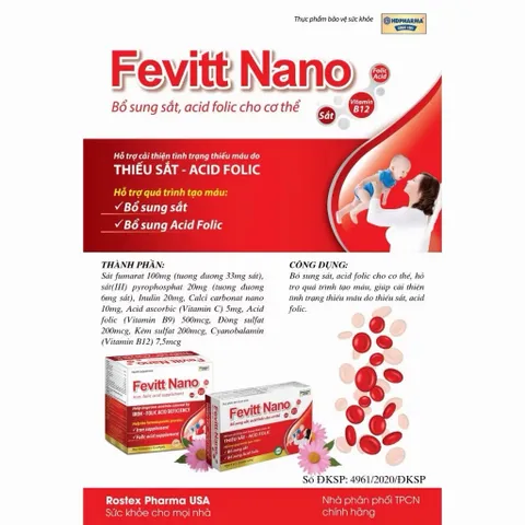 Viên Sắt Fevitt Nano Bổ Sung Sắt Dễ Hấp Thu,Chống Thiếu Máu,Xanh Xao,Cải Thiện Chức Năng Tuần Hoàn,Kinh Nguyệt Phụ Nữ