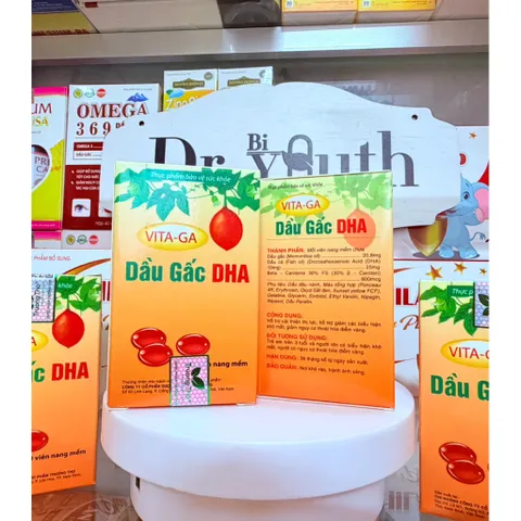 Viên Dầu Gấc VITAGA - DHA(Trường Thọ)bổ sung tinh chất gấc,vitamin E và DHA da sáng,trí nhớ tốt,tăng miễn dịch-Hộp 100v