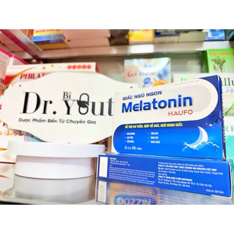 Viên uống GIẤC NGỦ NGON Melatonin HauFO (Hộp 30 viên) Hỗ trợ an thần, giúp dễ ngủ, ngủ ngon giấc. 817348