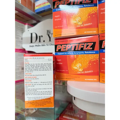 Viên sủi tiêu hóa US Pharma Peptifiz giảm đau bao tử dạ dày ợ hơi chua nóng rát, khó tiêu ăn kém (hộp 40 viên)