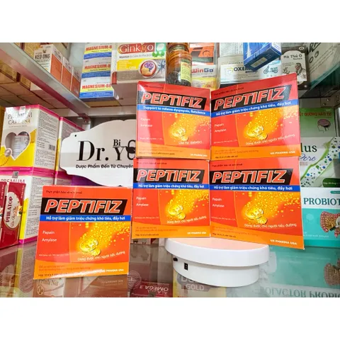 Viên sủi tiêu hóa US Pharma Peptifiz giảm đau bao tử dạ dày ợ hơi chua nóng rát, khó tiêu ăn kém (hộp 40 viên)