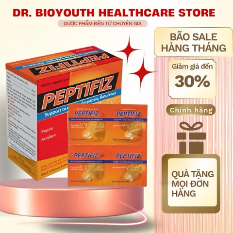 Viên sủi tiêu hóa US Pharma Peptifiz giảm đau bao tử dạ dày ợ hơi chua nóng rát, khó tiêu ăn kém (hộp 40 viên)