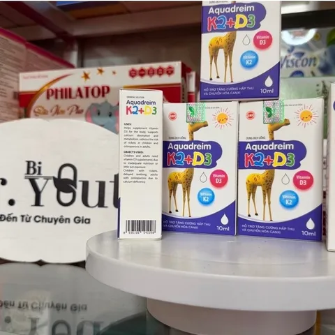 Dung dịch uống Aquadreim K2+D3 bổ sung Vitamin D3 & K2 Mk7 hấp thụ canxi hiệu quả răng xương chắc khỏe,tăng cao Cho Bé