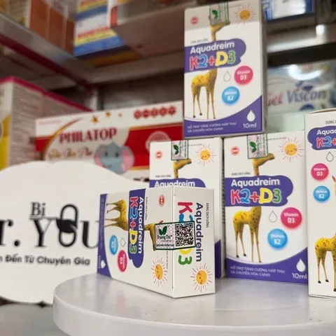 Dung dịch uống Aquadreim K2+D3 bổ sung Vitamin D3 & K2 Mk7 hấp thụ canxi hiệu quả răng xương chắc khỏe,tăng cao Cho Bé