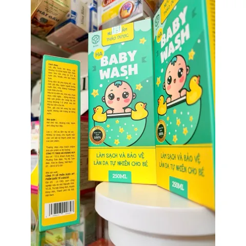 NƯỚC TẮM THẢO DƯỢC BABY WASH HA Giúp da bé mềm mại, giữ độ ẩm tự nhiên. Chống rôm sảy, mẩn ngứa, viêm da mụn nhọt
