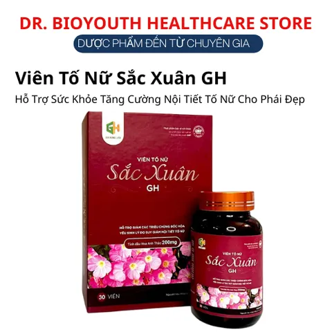 Viên Tố Nữ Sắc Xuân GH Gia Hưng Hỗ Trợ Sức Khỏe Tăng Cường Nội Tiết Tố Nữ Cho Phái Đẹp Hộp 30 Viên