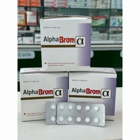 Viên ngậm Alpha Brom α - giảm  sưng viêm tấy phù nề họng, chấn thương Hộp 200v