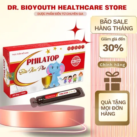 Ống Philatop SỮA NON plus Đông trùng hạ thảo, đạm thuỷ phân Hồng sâm Nhung hươu Yến sào cho bé tăng sức đề kháng 20 ống