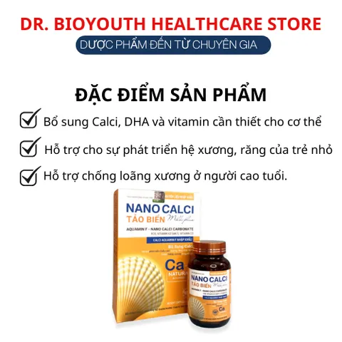 Nano Calci Tảo Biển Milk Plus Bổ Sung Canxi Hỗ Trợ Phát Triển Chiều Cao Giảm Loãng Xương Hộp 30 Viên