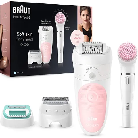 Máy nhổ lông Braun Epilator Silk-épil 5 Beauty Set 5 Wet & Dry, cạo lông, làm sạch vùng kín