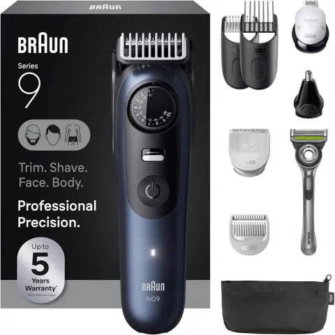 Tông Đơ Cắt Tóc Đa Năng, Tỉa Lông Mũi Kèm Dao Cạo Râu Gillette, Braun All-in-One Series 9 Trimmer Kit 40-in-1 AIO 9530 ProBlade