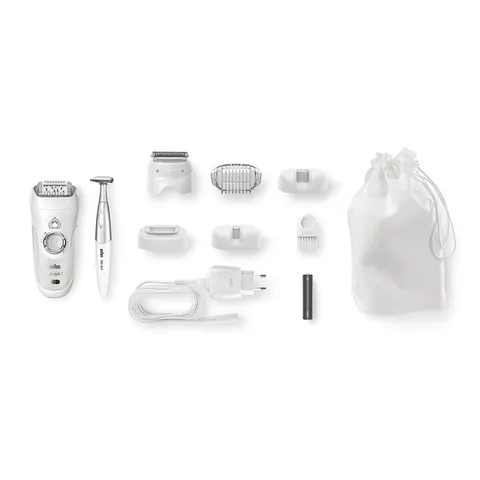 Máy nhổ lông Braun 7561 Silk-épil Legs, body & face wet & dry - Tẩy lông, dùng được cả khô và ướt