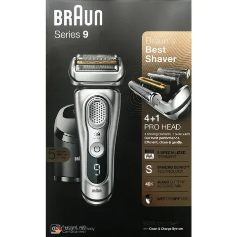Máy Cạo Râu Braun Series 9 9390 Wet & Dry, Cốc Sạc Rửa | Made In Germany