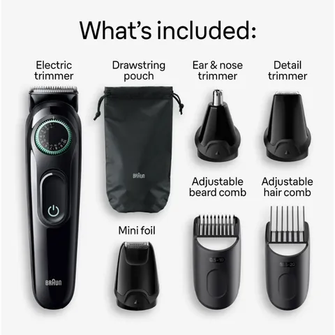 Tông Đơ Cắt Tóc Đa Năng Braun 8 In 1, Cắt Tóc, Cạo Râu, Tỉa Lông Mũi...