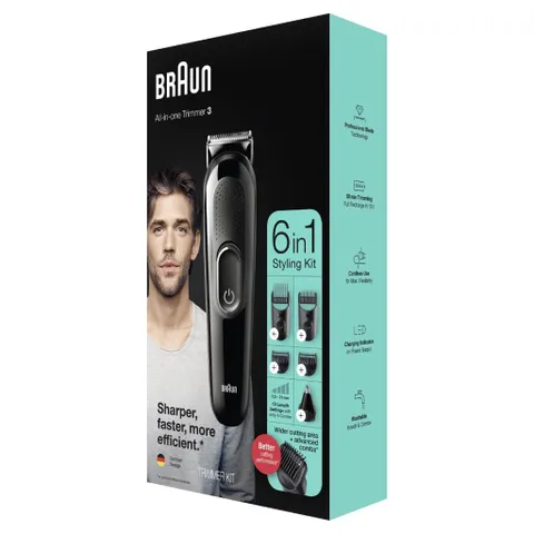 Tông Đơ Cắt Tóc, Cạo Râu Đa Năng Braun 6 in 1, Tỉa Lông Mũi