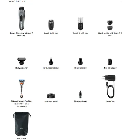 Tông đơ cắt tóc đa năng Braun 10 in 1, kèm đầu tỉa râu, lông mũi, dao cạo Gillette, cao cấp, Chính Hãng