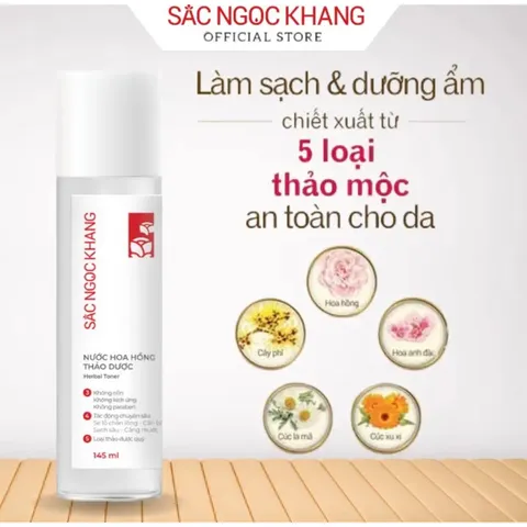 Nước Hoa Hồng Sắc Ngọc Khang 145ml chiết suất từ 5 loại thảoo dượcc thiên nhiên giúp làm cân bằng da,se khít lỗ chân lông