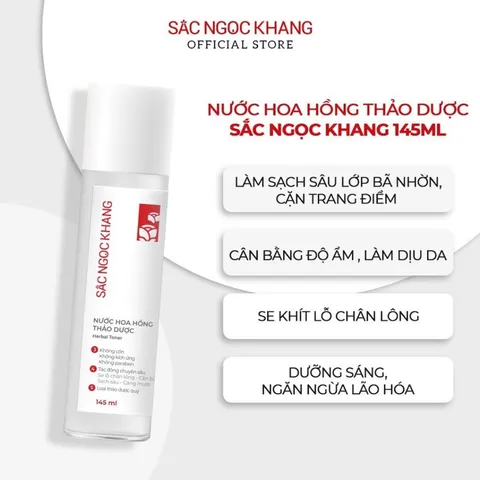 Nước Hoa Hồng Sắc Ngọc Khang 145ml chiết suất từ 5 loại thảoo dượcc thiên nhiên giúp làm cân bằng da,se khít lỗ chân lông