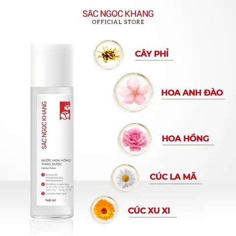 Nước Hoa Hồng Sắc Ngọc Khang 145ml chiết suất từ 5 loại thảoo dượcc thiên nhiên giúp làm cân bằng da,se khít lỗ chân lông