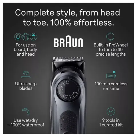 Tông Đơ Cắt Tóc, Cạo Râu, Lông Toàn Thân Braun 9 In 1