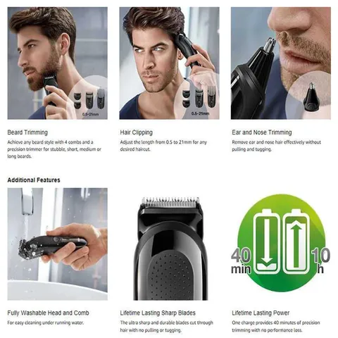 Tông Đơ Cắt Tóc, Cạo Râu Braun 6 in 1, Tỉa Lông Mũi, Đa Năng | Chính Hãng