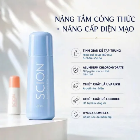 Lăn Khử Mùi Scion Brightening 75ml – Khử Mùi, Làm Sáng Da Dưới Cánh Tay, Hương Nhài & Hoa Sen, Sản Phẩm Thái Lan Chính Hãng
