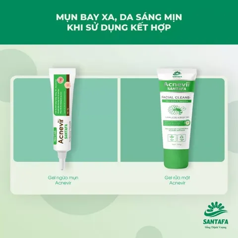 Kem Giảm Mụn Mủ, Mụn Bọc, Mụn Đỏ Và Mụn Trứng Cá Acnevir Santafa - Tuýp 10gr