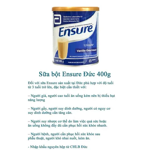 Sữa Bột Abbott Ensure Nhập Khẩu Đức 400g - Bổ Sung Dinh Dưỡng Cho Người Cao Tuổi, Tăng Cường Sức Khỏe & Hệ Miễn Dịch 817736