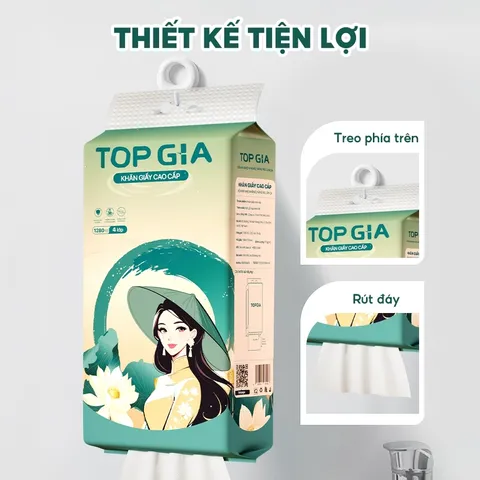 Khăn Giấy Top Gia Đa Sắc, Giấy Vệ Sinh, Giấy Rút Treo Tường Từ Bột Gỗ Nguyên Chất 1280 Tờ 4 Lớp