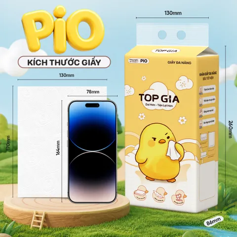 [ Tiết Kiệm Tối Đa ] Thùng 10 Bịch Khăn Giấy Pio TopGia 200 Lần Rút - Mềm Mịn Giấy dai tự nhiên - thấm hút tốt