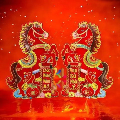 Bộ Decal 2 Ngựa Dán Cửa 3D Trang Trí Tết 2026 - Ngựa Độc Đáo Bính Ngọ