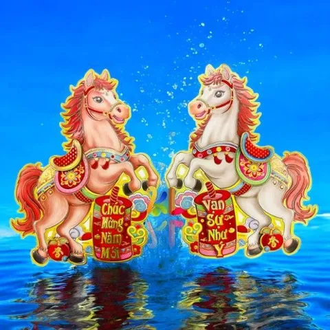 Bộ Decal 2 Ngựa Dán Cửa 3D Trang Trí Tết 2026 - Ngựa Độc Đáo Bính Ngọ
