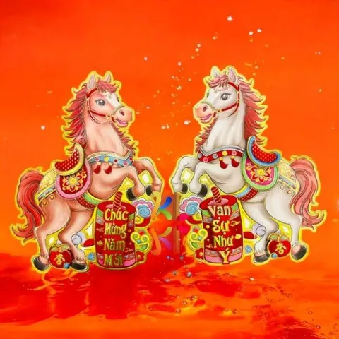 Bộ Decal 2 Ngựa Dán Cửa 3D Trang Trí Tết 2026 - Ngựa Độc Đáo Bính Ngọ