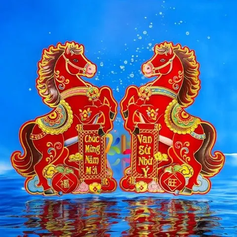 Bộ Decal 2 Ngựa Dán Cửa 3D Trang Trí Tết 2026 - Ngựa Độc Đáo Bính Ngọ