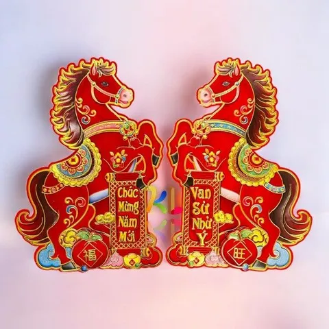 Bộ Decal 2 Ngựa Dán Cửa 3D Trang Trí Tết 2026 - Ngựa Độc Đáo Bính Ngọ