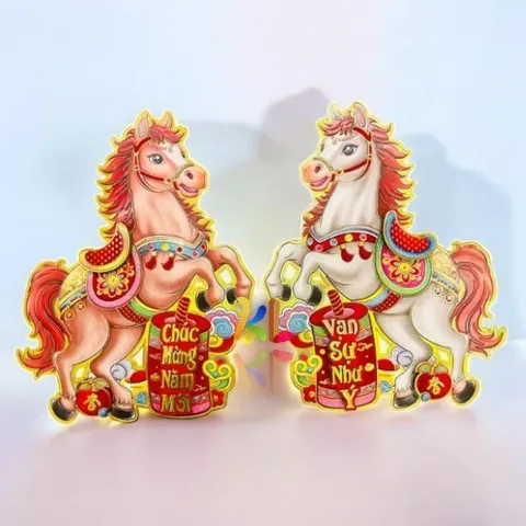 Bộ Decal 2 Ngựa Dán Cửa 3D Trang Trí Tết 2026 - Ngựa Độc Đáo Bính Ngọ
