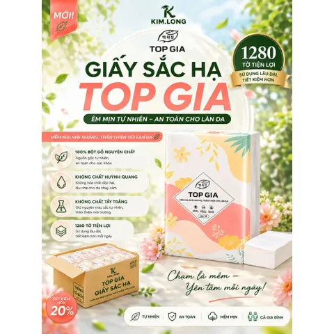 Giấy Sắc Hạ TOPGIA Premium 1280 Tờ – Siêu Mềm, Không Huỳnh Quang, Chuẩn Gia Đình Việt